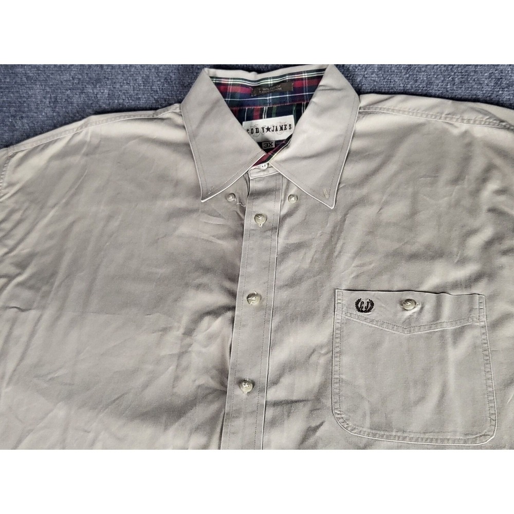 Cato‎ James Western Shirts Men 3XL Beige Plaid Trim Cotton Button Down Lot Of 2 - Picture 6 of 10